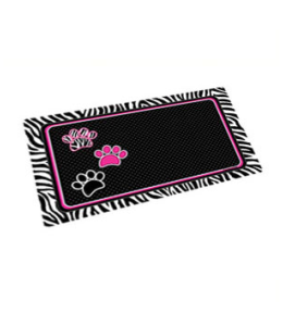 Dry Mate Pet Place Mate Dogs/Cats BLACK WITH 3 PAWS / ZEBRA BORDER 12 X 20 Inches PACK OF 3