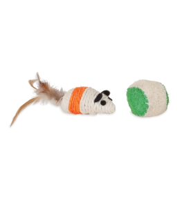 PETMATE JACKSON GALAXY ROPE MOUSE w/BALL  - (PACK OF 3)