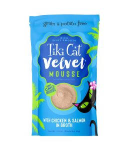 Tiki Cat Velvet Mousse Wet Cat Food Chicken & Wild Salmon -2.8 oz. pouch - (PACK OF 3)