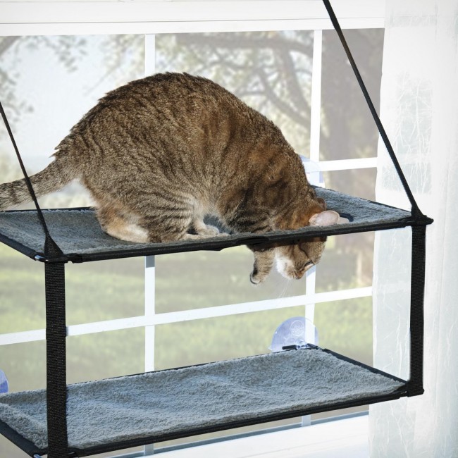 K&H  Ez Mount Window Double Stack Kitty Sill Gray 12" x 23"