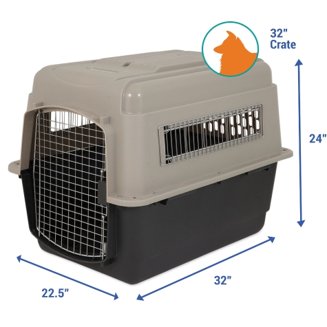 PETMATE ULTRA VARI KENNEL FASHION 32" 30-50LB ~ TAUPE & BLACK  - 32" x 22.5" x 24" (81.2 x 57.1 x 60.9 cm)