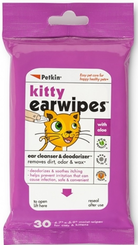 Petkin Kitty Ear Wipes 30ct (1Box 6pcs)