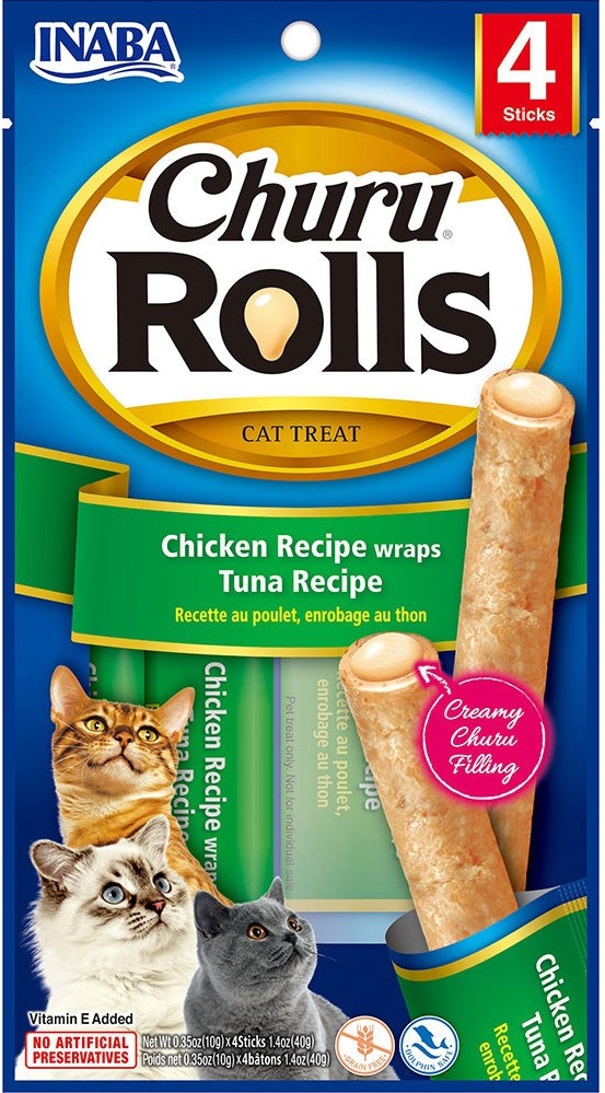INABA CHURU chicken recipe wraps tuna recipe 40g - 4 sticks per pack  Pack of 48