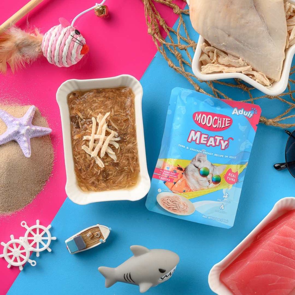 Moochie  Cat Food Tuna & Chicken Breast Recipe in Jelly Pouch (12) x 70g